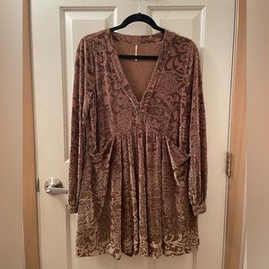 Free People Babydoll Velvet Burnout Dress - S